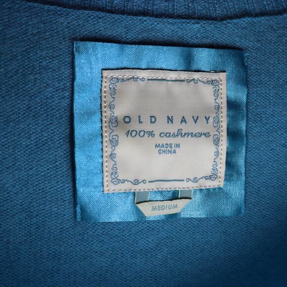 Old Navy 100% Cashmere Sweater Medium Aqua Blue Scoop Neck - Picture 3 of 4